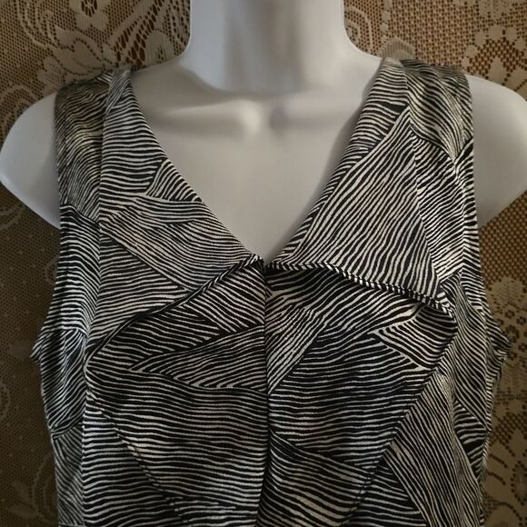 The Limited Women's size XS Black White Stripe Ruffle front pullover Blouse top - Picture 2 of 9